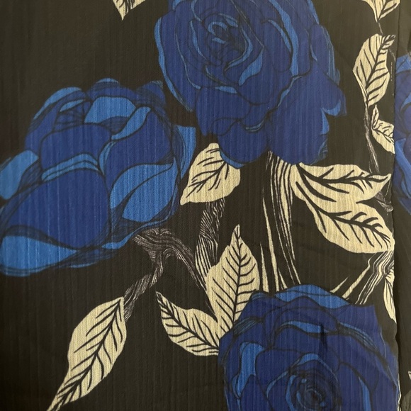 Jason Wu Blouse - Women's 4 Black Blue EUC - Floral Tie Neck Designer Luxury - Picture 3 of 11